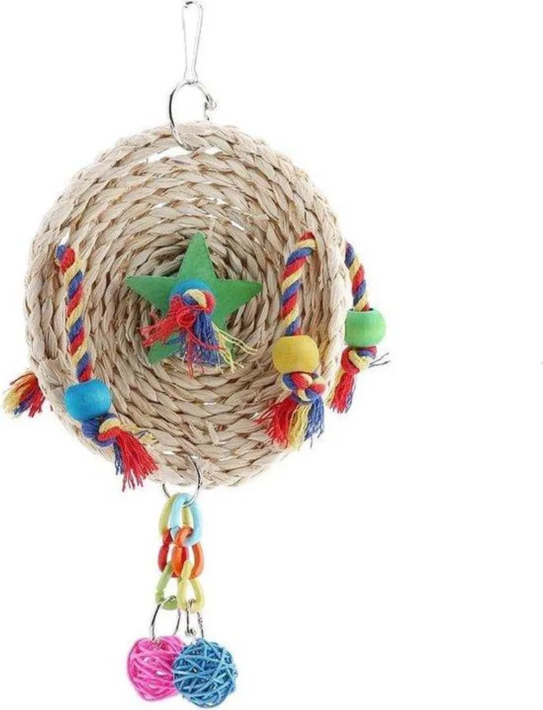 Jouet pour perroquets en bois naturel, grand jouet à mâcher suspendu