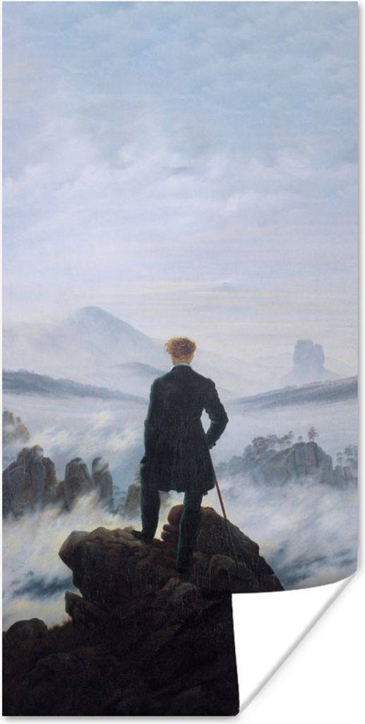 MuchoWow Poster Der Wanderer über dem Nebelmeer - Caspar David Friedrich - Kunstwerk 75x150 cm - Dekoration für die Wände
