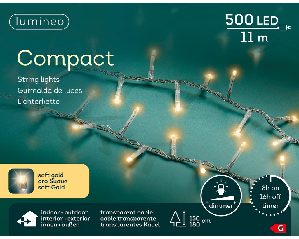 Lumineo Lichterkette COMPACT 500 LED 11 m Soft Gold, Produktbild 