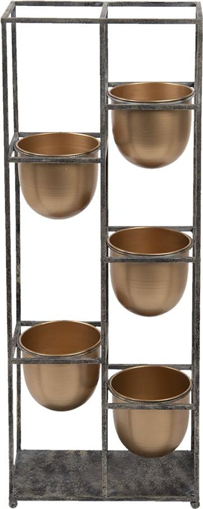 Clayre & Eef Blumentopf 80 cm Goldfarbig Schwarz Metall