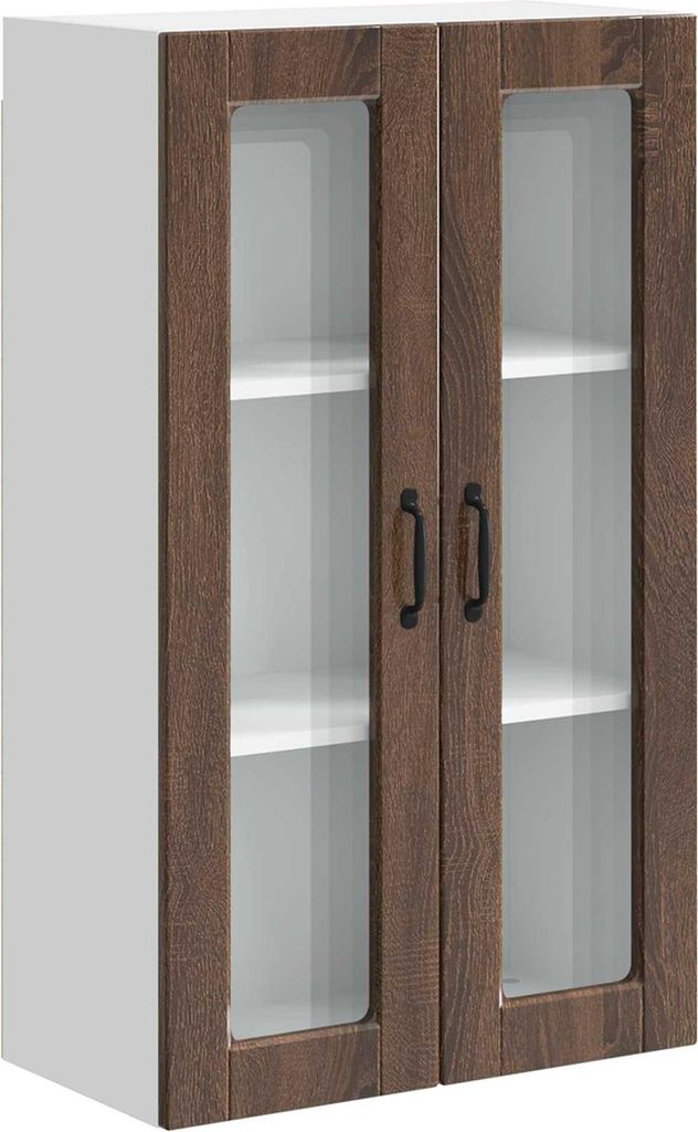 Wandglas-Schrank PORTO Braun Eichen-Optik 60 x 31 x 100 cm