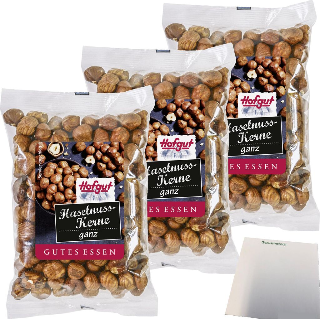 Hofgut Haselnusskerne 3er Pack (3x100g Beutel) + usy Block