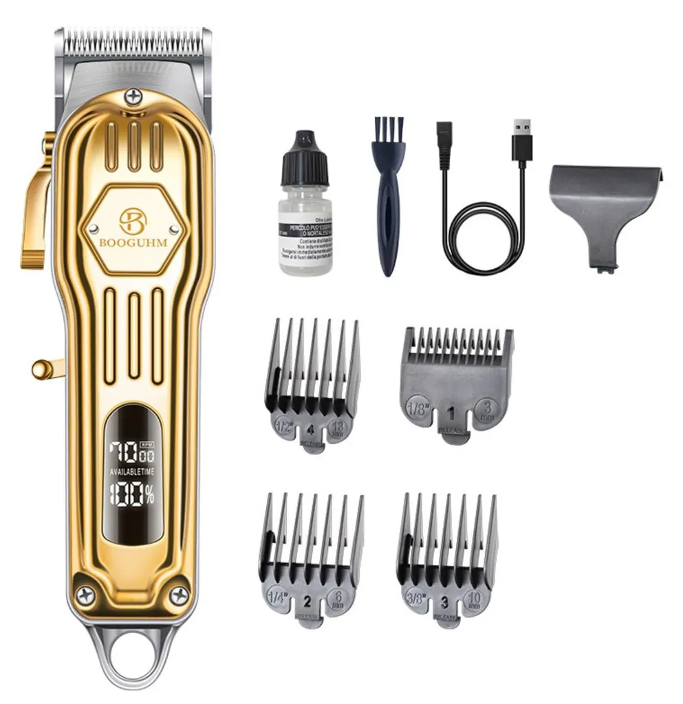 Tondeuse à Barbe et Cheveux Professionnelle en Métal avec Écran LED