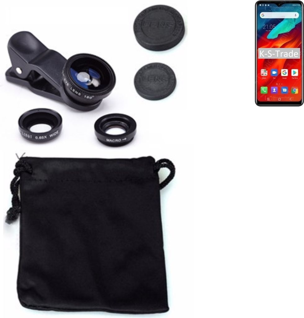 K-S-Trade Smartphone Kamera Linsen Set Kompatibel mit Blackview A80 Pro 3in1 Clip-On Kamera Adapter Macro Weitwinkel FishEye Fischauge Objektiv Linse