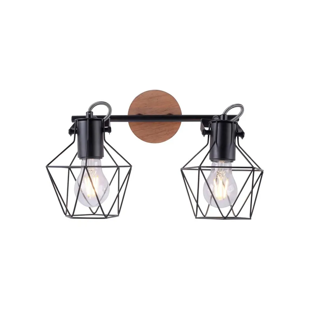 Plafonnier bois design avec 2 spots réglables orientables série Orion - 7