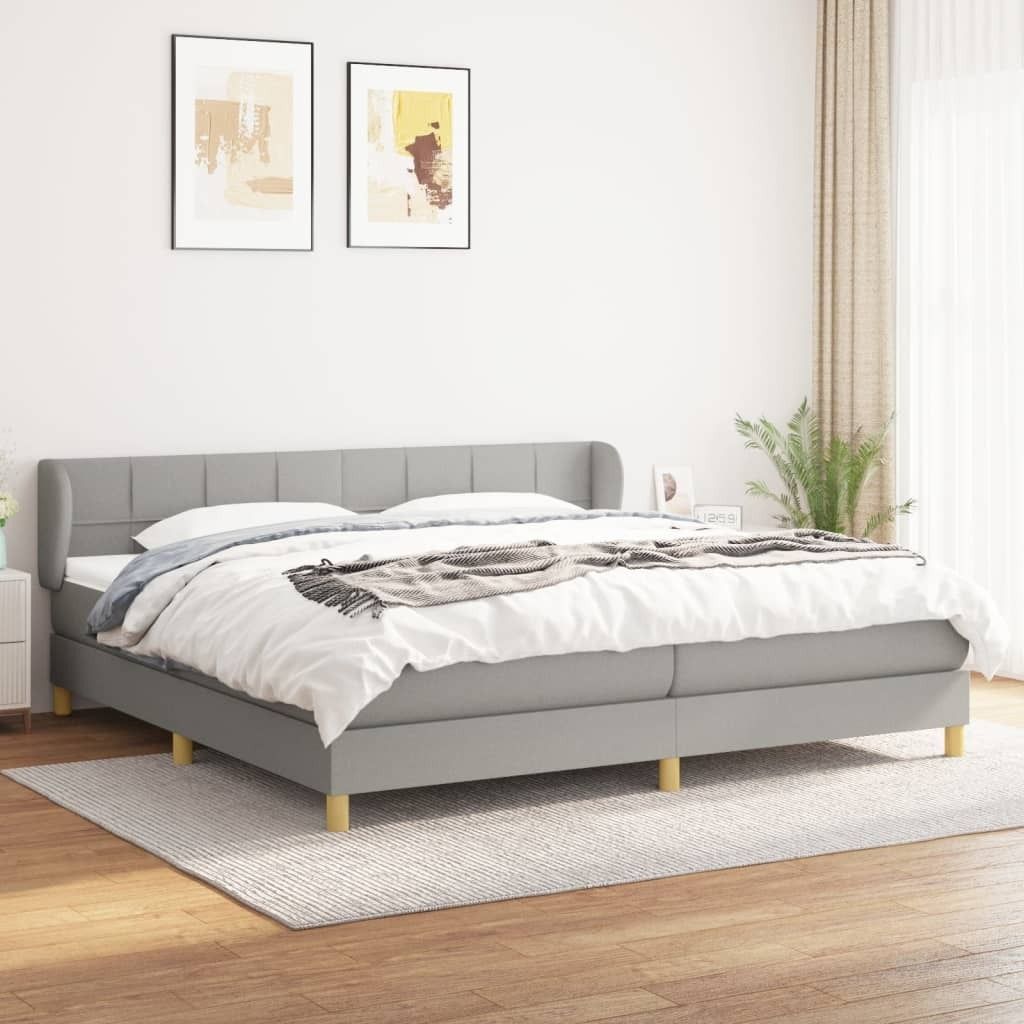 Maison Exclusive - Boxspringbett mit Matratze Hellgrau 200x200 cm Stoff