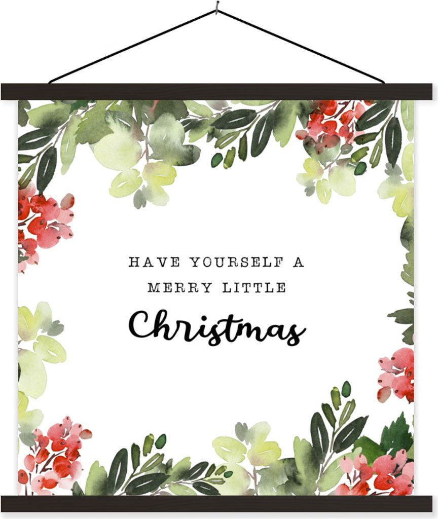 MuchoWow Textilposter Weihnachten - Zitat - Aquarell 40x40 cm mit schwarzem Rahmen - Fotos