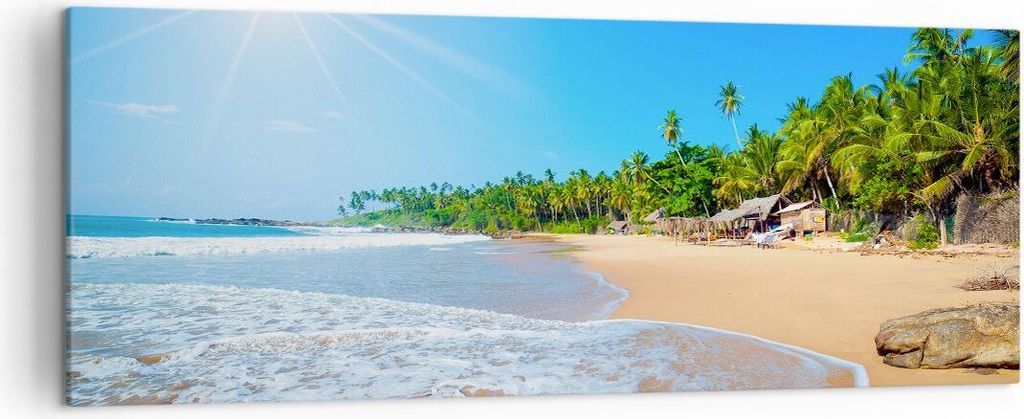 Bild auf Leinwand - Leinwandbild - Insel Landschaft Maledivie Freiheit - 140x50cm - Wand Bild - Wanddeko - Leinwanddruck - Bilder - Kunstdruck - Le...