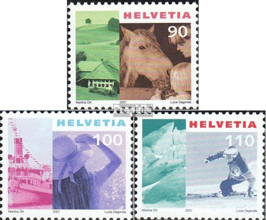 Briefmarken Schweiz 2001 Mi 1769-1771 (kompl. Ausg.) postfrisch Tourismus
