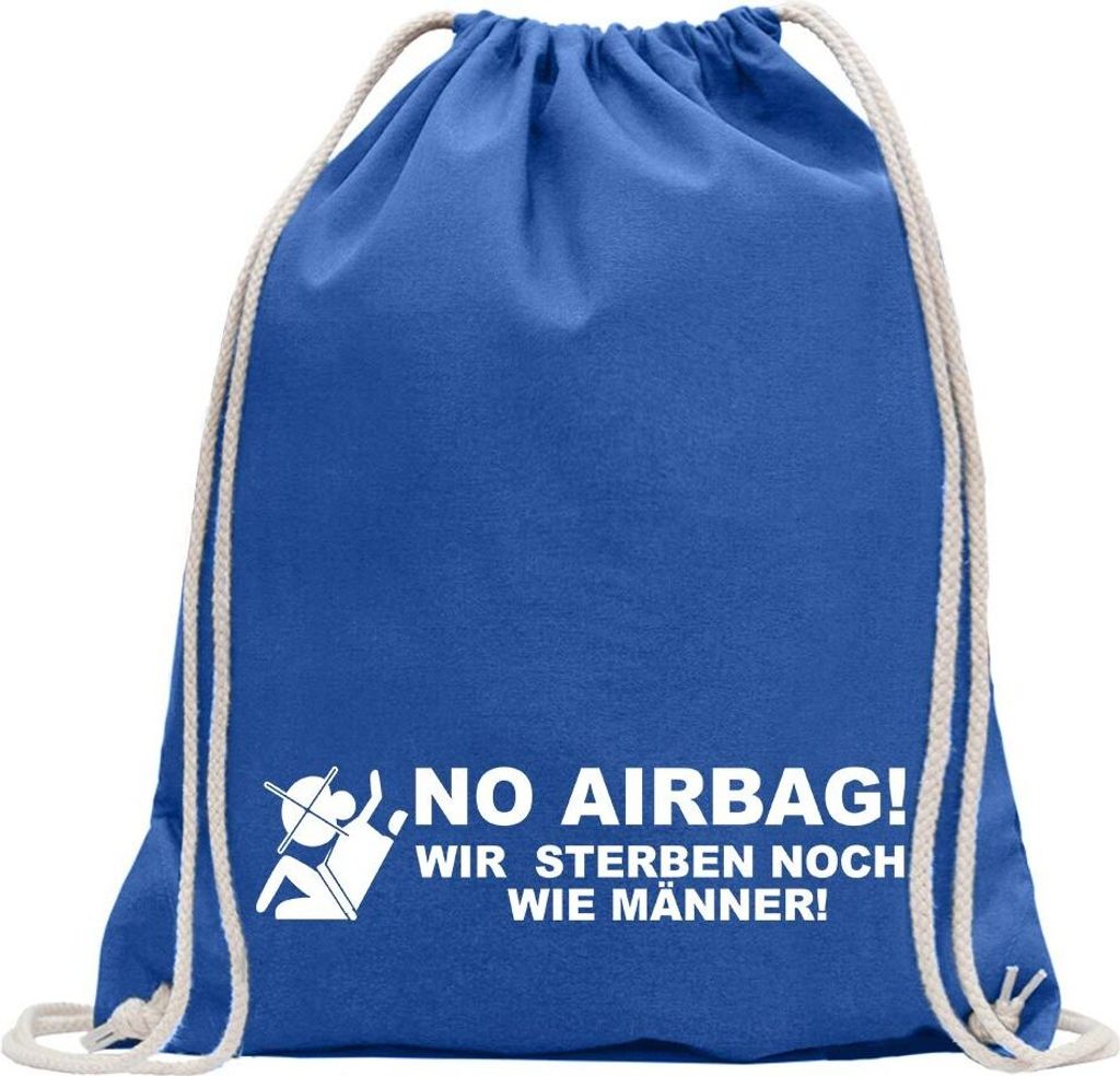 Kiwistar - Turnbeutel - royal - No Airbag - Fun Rucksack Sport Beutel Gymsack Baumwolle mit Ziehgurt