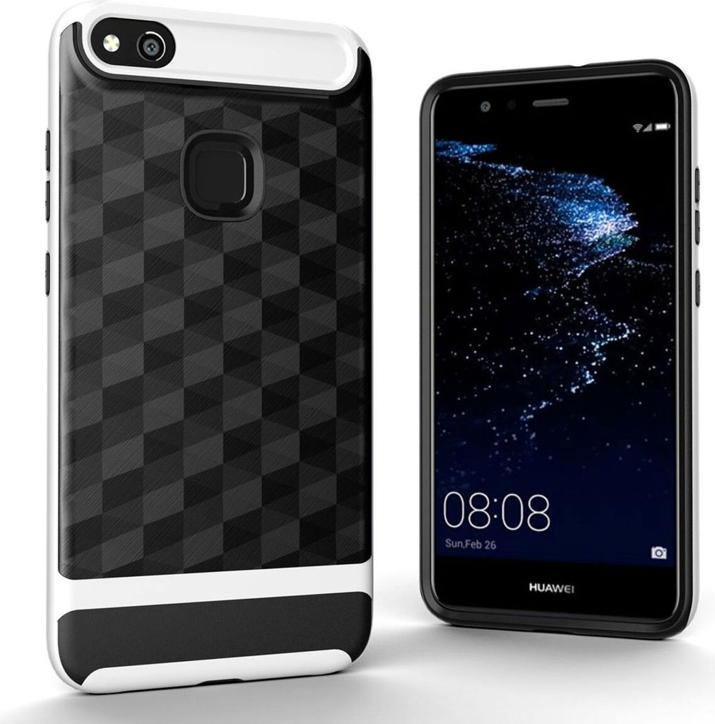 Hülle für Huawei P10 Lite Backcover Case Handy Schutzhülle - Cover 3D Prisma Design Weiß