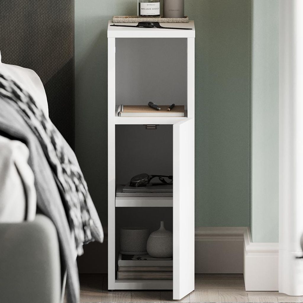Vicco Comodino Bora Bianco 60x40 Cm Con 2 Cassetti - Piano Girevole E Rotelle