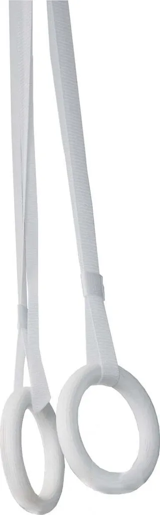 Anneaux de gymnastique en bois Start blanc, sangles à haute sécurité