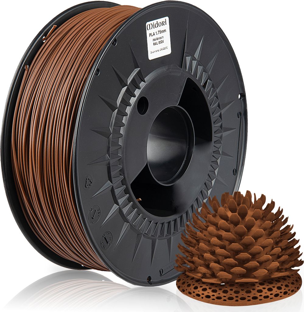 4 x MIDORI 3D Drucker 1,75mm PLA Filament 1kg Spule Rolle Premium Hellbraun RAL8024