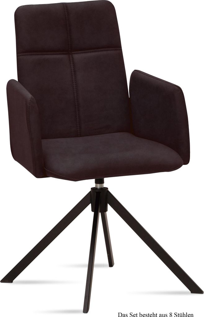 Armlehnstuhl drehbar (8er-Set) Debera 52x92x60 Schwarz/Espresso