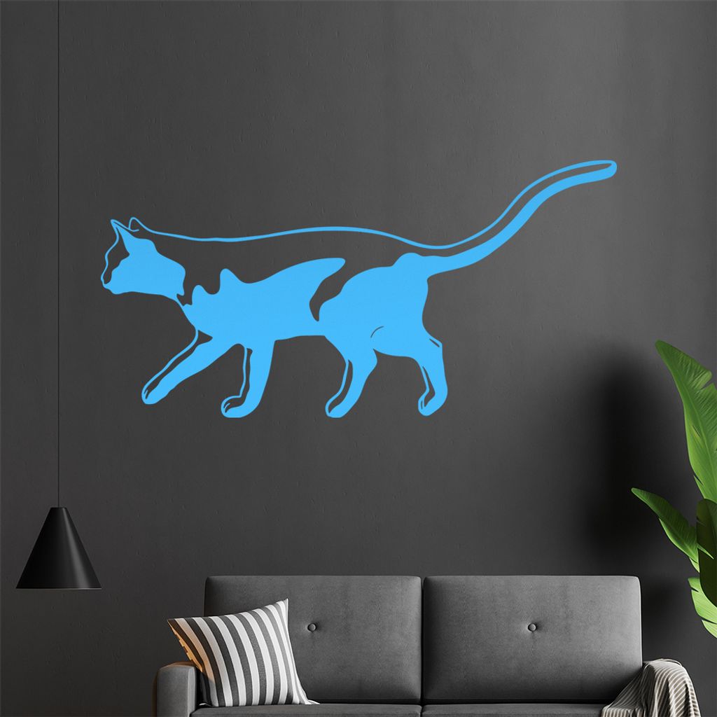KIWISTAR Katze streunert - Laufen Jagen Wandtattoo in 6 Größen - Wandaufkleber Wall Sticker - Dekoration, Küche, Wohnzimmer, Schlafzimmer, Badez...