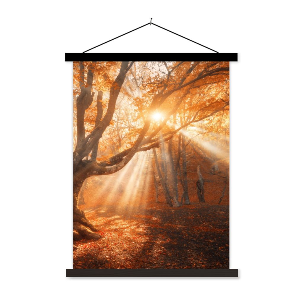 MuchoWow Textilposter Baum - Natur - Herbst 120x160 cm mit schwarzem Rahmen - Magnetischer