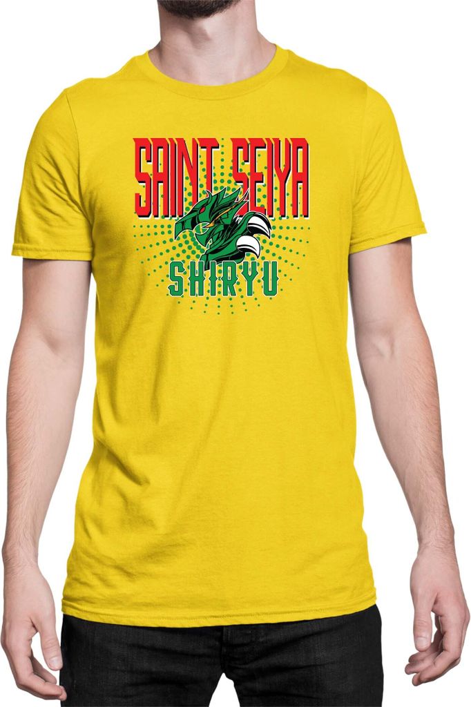 Herren T-Shirt Japan Anime Manga Saint Anime Seiya Shiryu Shiryu, Man 3XL / Gelb