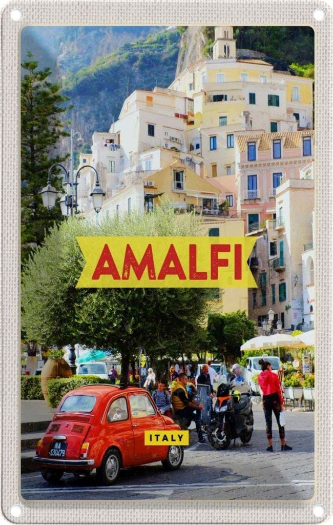 vianmo Blechschild 30x20 cm Amalfi Italy Ferien Bildmotiv Reisemotiv Abenteuer Reisen Urlaub
