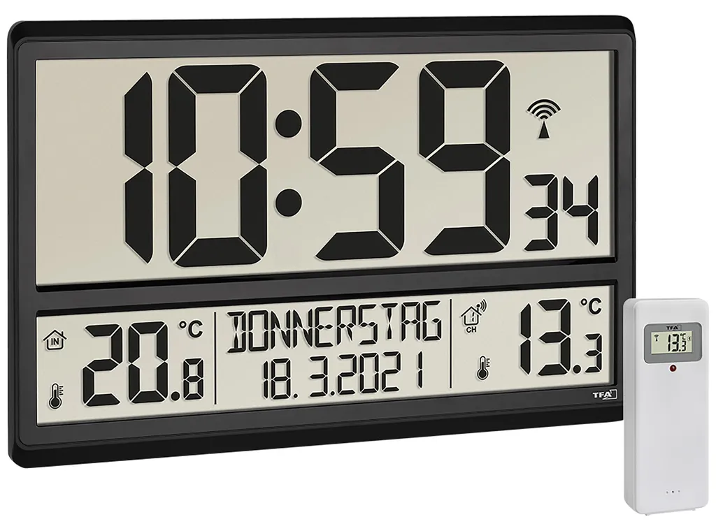 Horloge radiopilotée TFA 60.4521.01 avec sonde de température extérieure
