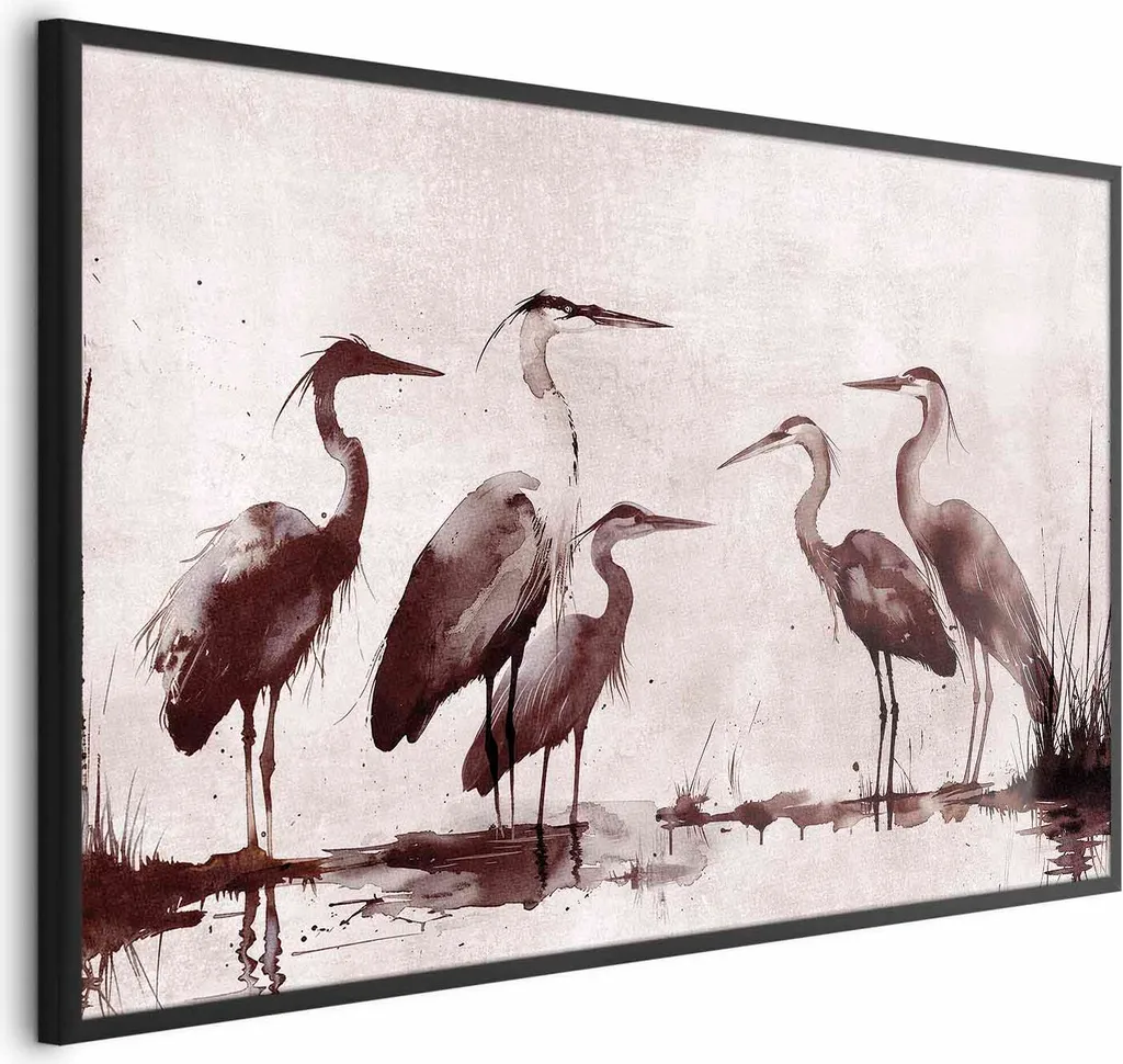 Poster Aironi dipinti 60x40 cm con cornice nera senza margine