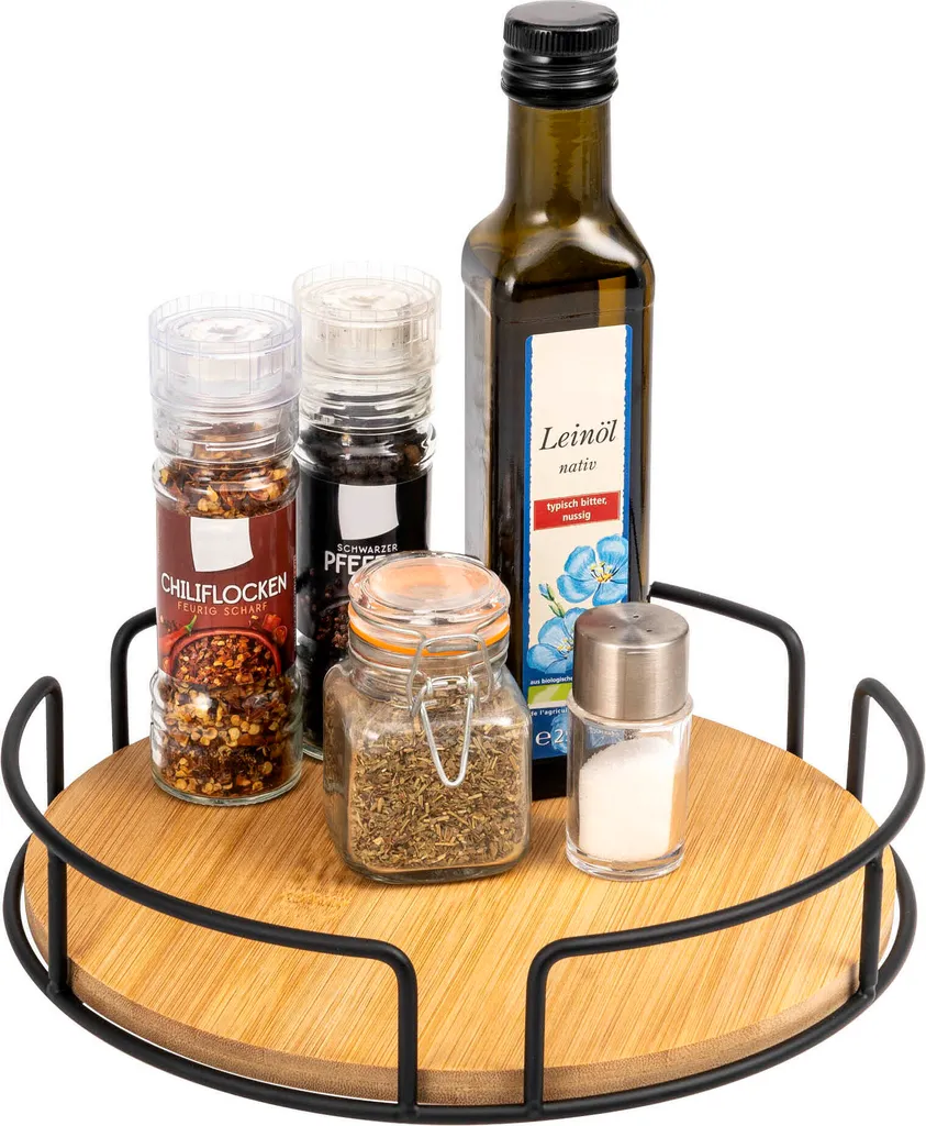 Lazy Susan eluno in Bambù e Metallo Nero: Il Must-Have per la tua Cucina