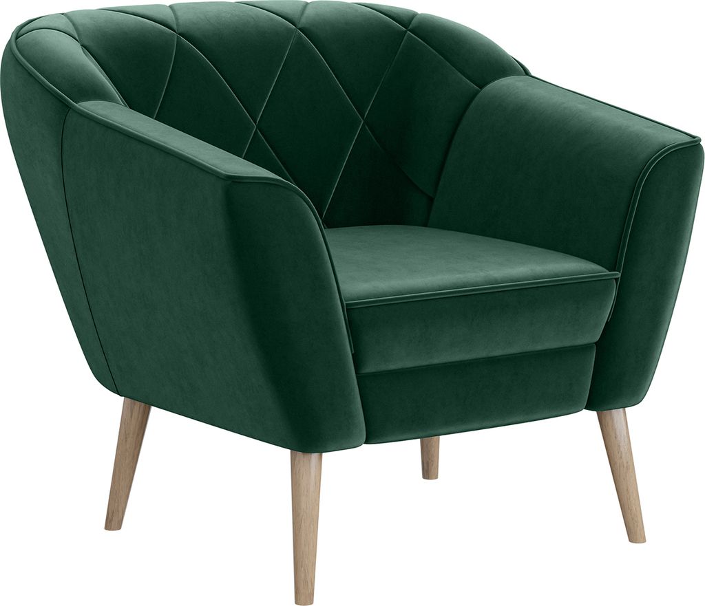 MEBLINI Sofa Sessel für Wohnzimmer - Mini Lounge für eine Person - Loungesessel - Armlehnstuhl - Armchair - GISELA - 1 - Grün Samt