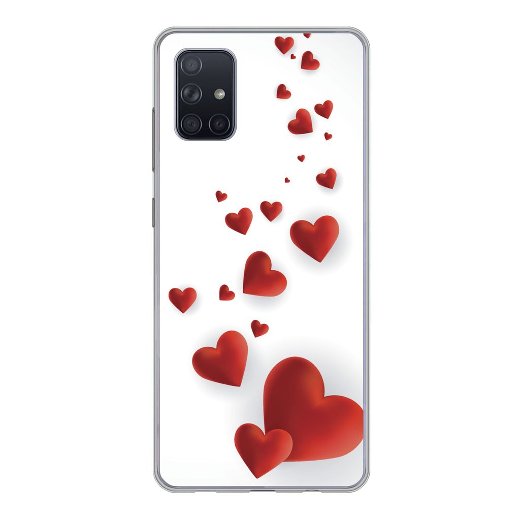 MuchoWow Handyhülle Schutzhülle Hülle für Samsung Galaxy A71 Eine Illustration eines Pfades der Herzen Silikon Softcase Handy Hülle - Karten...