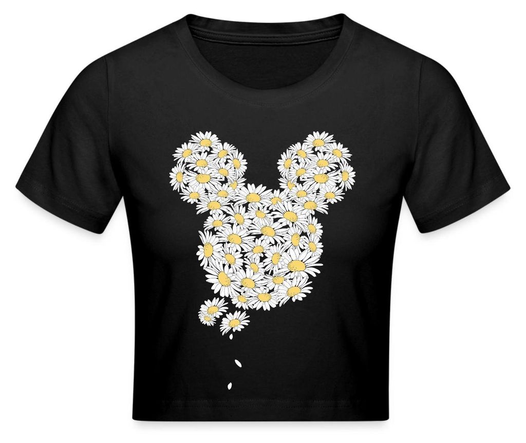Mickey & Minnie Mickey Mouse Gänseblümchen Crop Top, M, Schwarz