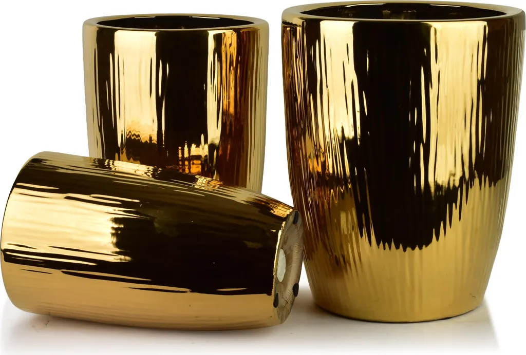 Cache-pots Céramique Mondex Neva Gold : Finition Or et Format XL Design - 2