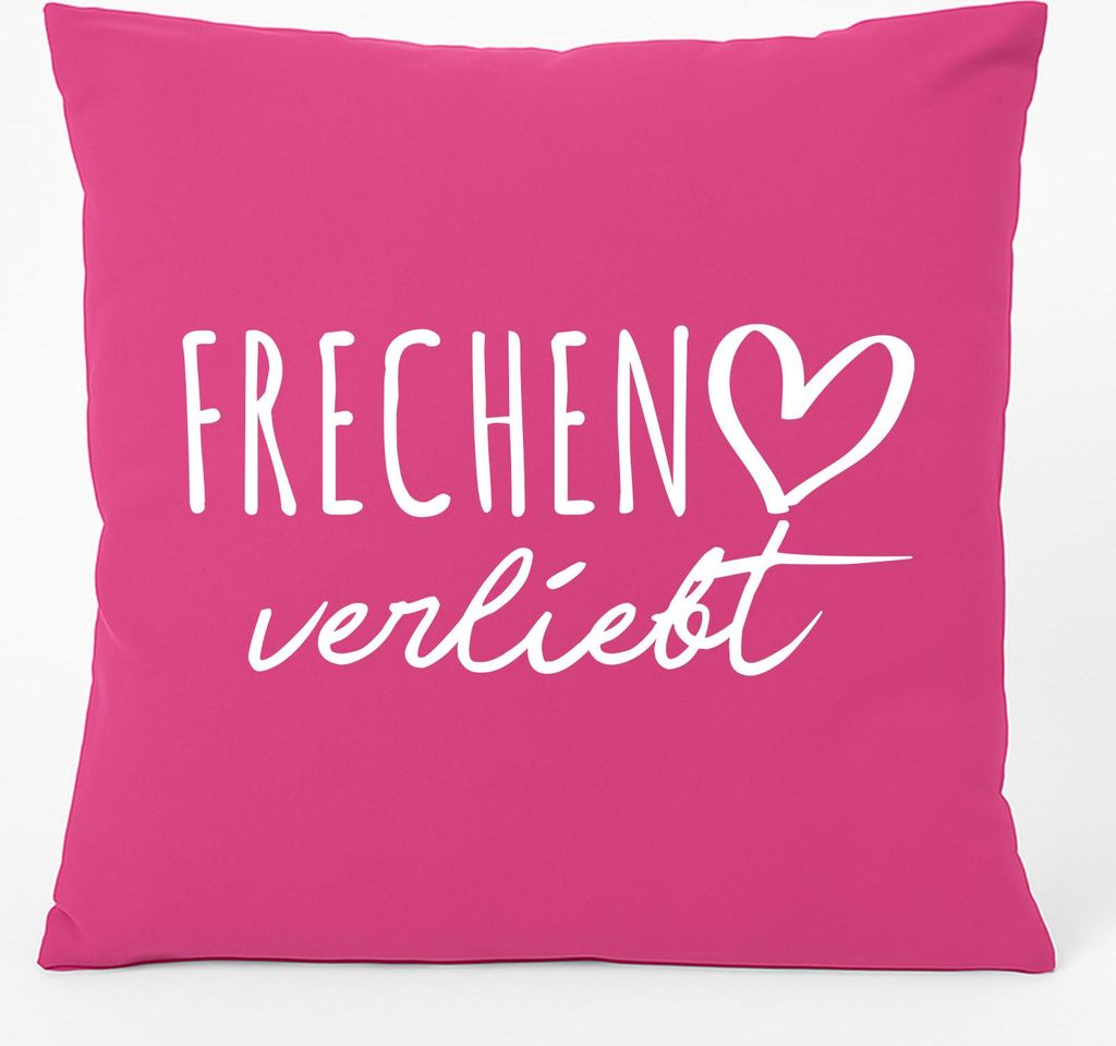 Huuraa Kissen Frechen verliebt 40x40cm mit Füllung Fuchsia Baumwolle Dekokissen Geschenkidee