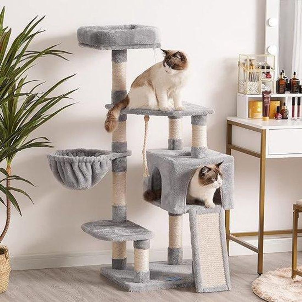 Katzenkletterturm mit Hängematte und Katzennest, stabil und robust