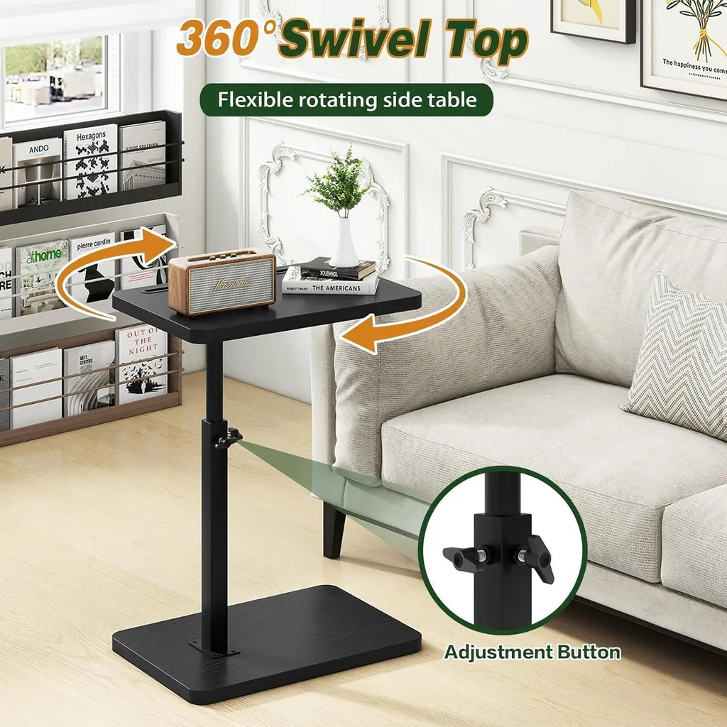 Table d'appoint gain de place rotative en C pour petits salons étroits - 3