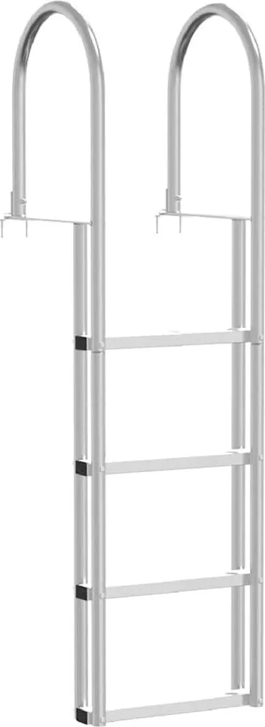 Escabeau de quai robuste 4 marches aluminium argenté ultra résistant