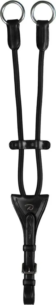 Accessoire de martingale élastique pour poney Dyon en cuir noir et inox