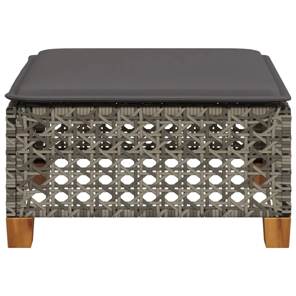 Sgabello Garden Lounge Grigio in Poly Rattan - Comfort e Stile - 4