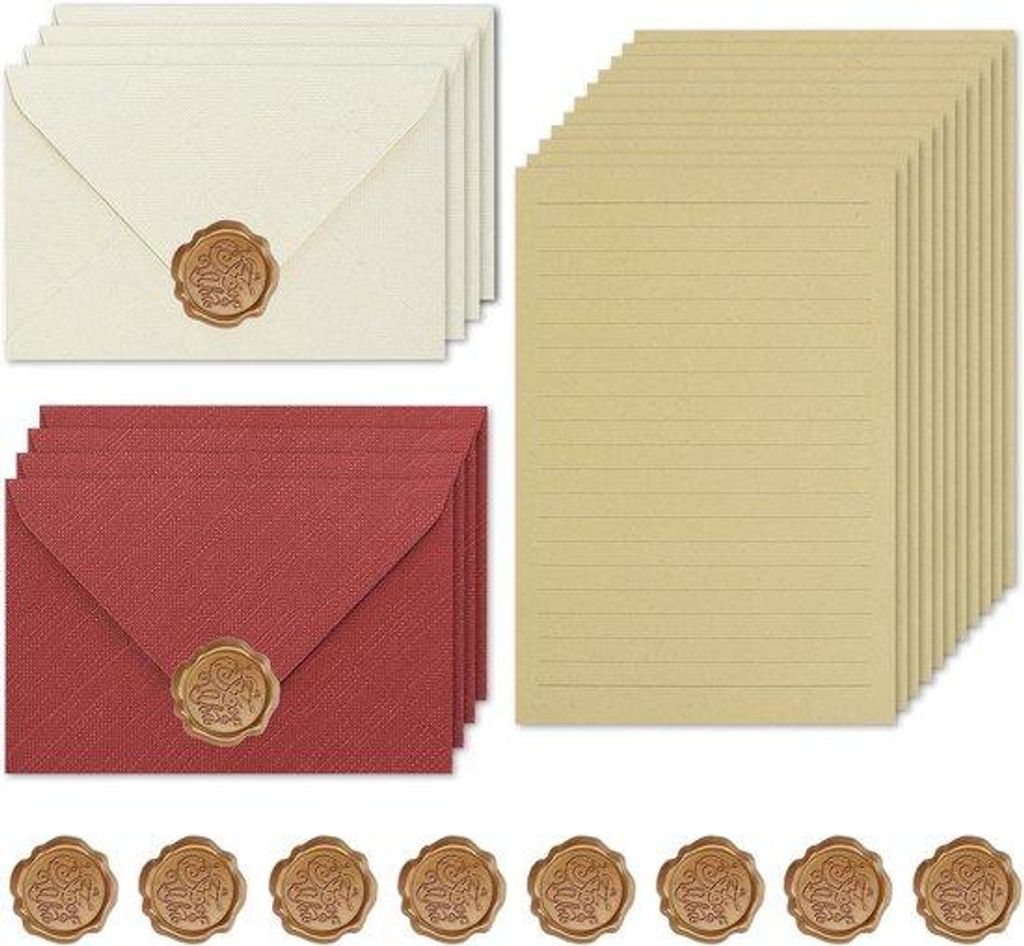 26-teilige Geschenkset - Vintage Papier - Briefpapier und Umschläge - ideal für Hochzeiten - Geburtstage - Weihnachten - Valentinstag - Einladung...