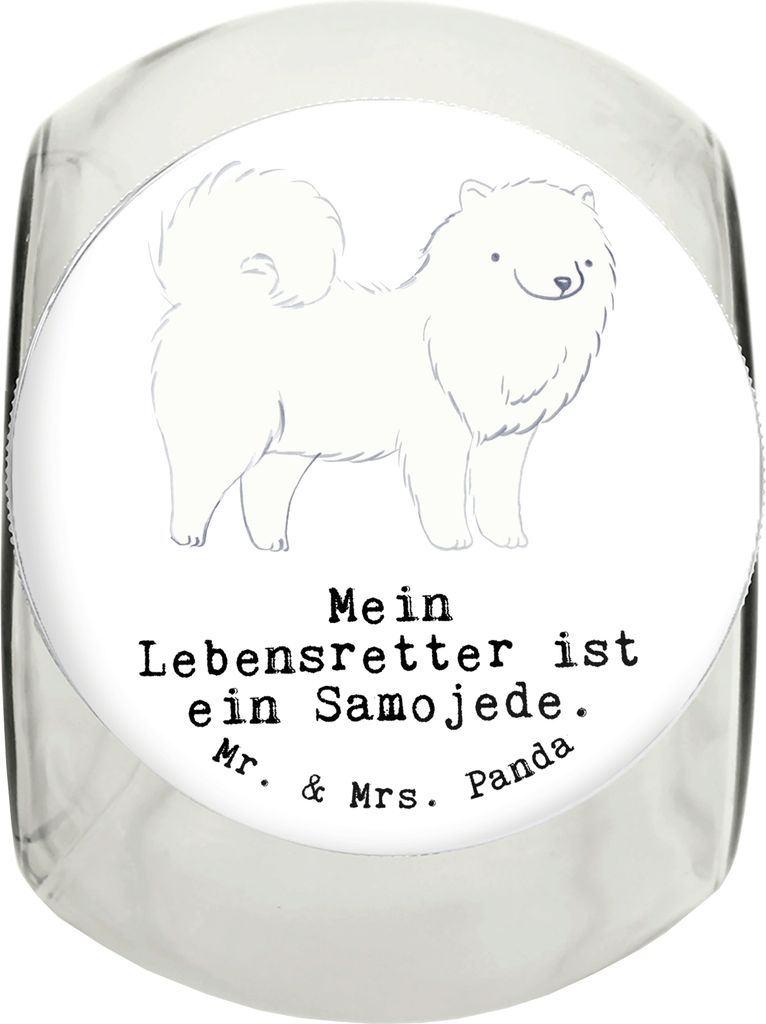 Mr. & Mrs. Panda Snackdose Samojede Lebensretter XL 2000ml - Weiß - Geschenk, Dose, glasbehälter, Samojedenhund, Leckerli, Samojedenspitz, Bonbon...