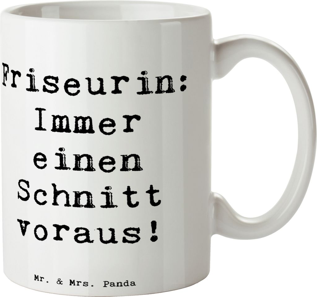 Mr. & Mrs. Panda haferl Spruch Friseurin Kunst - Weiß - Geschenk, Becher, Berufe, Haare färben, für, Trinkbecher, Geschenke mit Herz, Beruf, Ber...