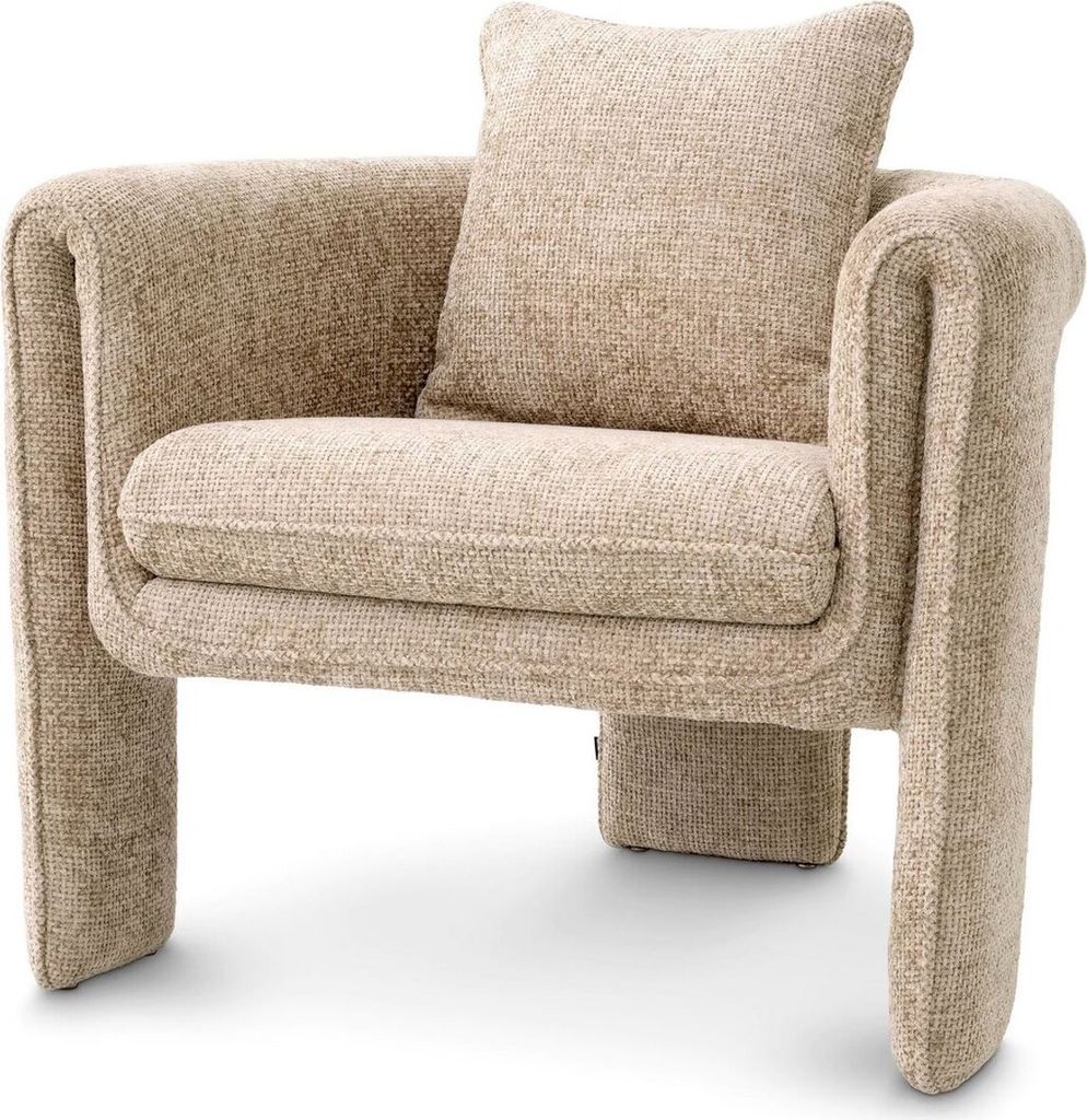 Casa Padrino Luxus Sessel Sandfarben 81 x 77 x H. 68 cm - Wohnzimmer Sessel - Hotel Sessel - Wohnzimmer Möbel - Luxus Möbel - Wohnzimmer Einricht...