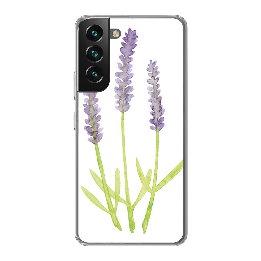 MuchoWow Handyhülle Schutzhülle Hülle für Samsung Galaxy S22 Plus Lavendel - Aquarell - Pflanzen Silikon Softcase Handy Hülle - Schutzabdeckung