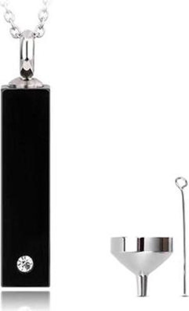 Luxe Ascheanhänger mit Kette für Asche, Haare oder Parfum - Gedenkschmuck mit Asfüllhilfe und Aufbewahrungstasche - Klarer Diamant - Schwarz