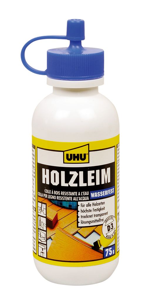 UHU Holzleim Wasserfest, Flüssigkeit, RoHS, REACH, CE, 1 Produktbild 
