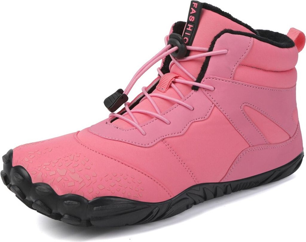ASKSA Damen Herren Winter Barfussschuhe Wasserdicht Warm Gefuettert rutschfeste Winterstiefel, Rosa, Groesse: 43