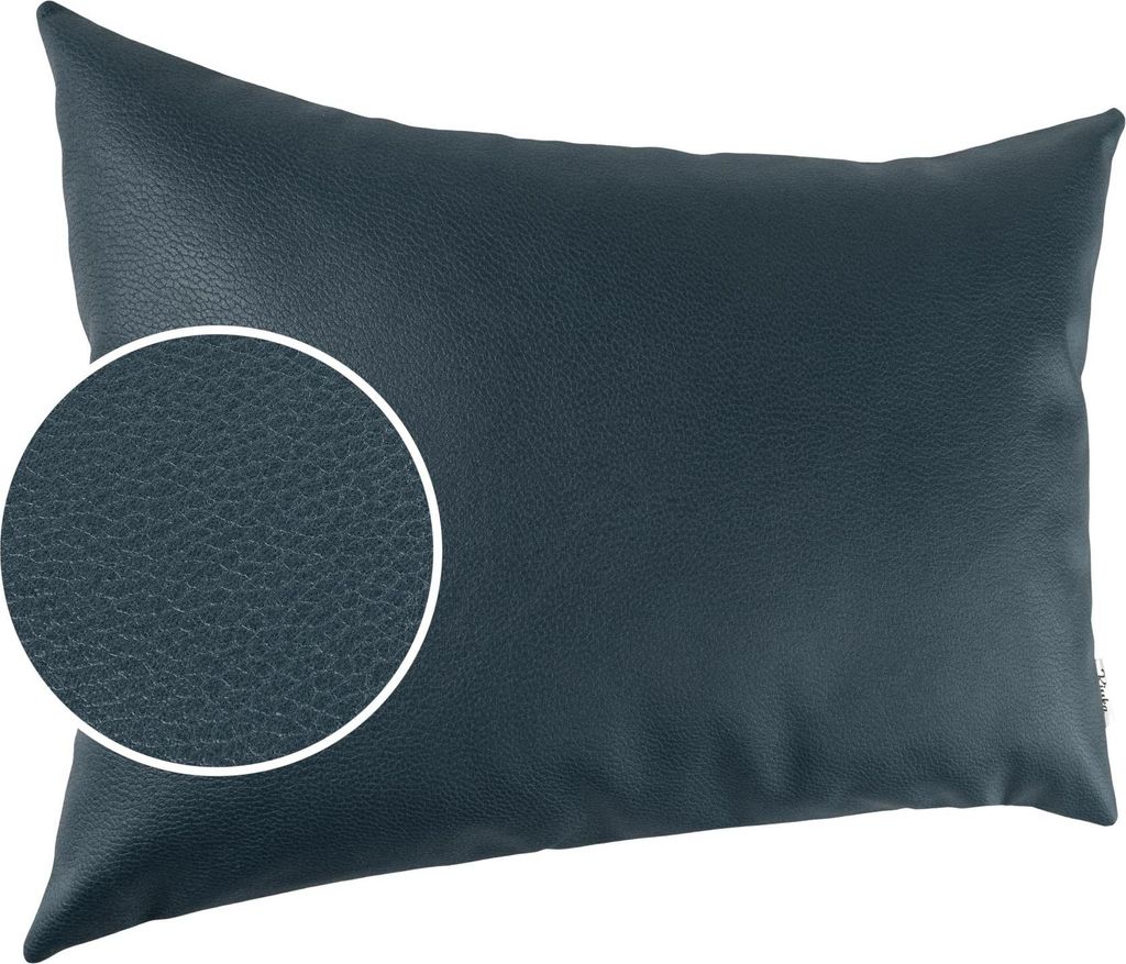 Dekokissen 30x50cm ohne Füllung KUMO atmungsaktive Kunstleder Kissenbezug Zierkissen Einfarbig Leder-Optik UNI Grünblau