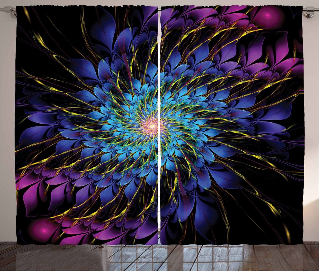 ABAKUHAUS trippy Rustikaler Vorhang, Vortex von Vivid Petals, Wohnzimmer Universalband Gardinen mit Schlaufen und Haken, 280 x 175 cm, Mehrfarbig