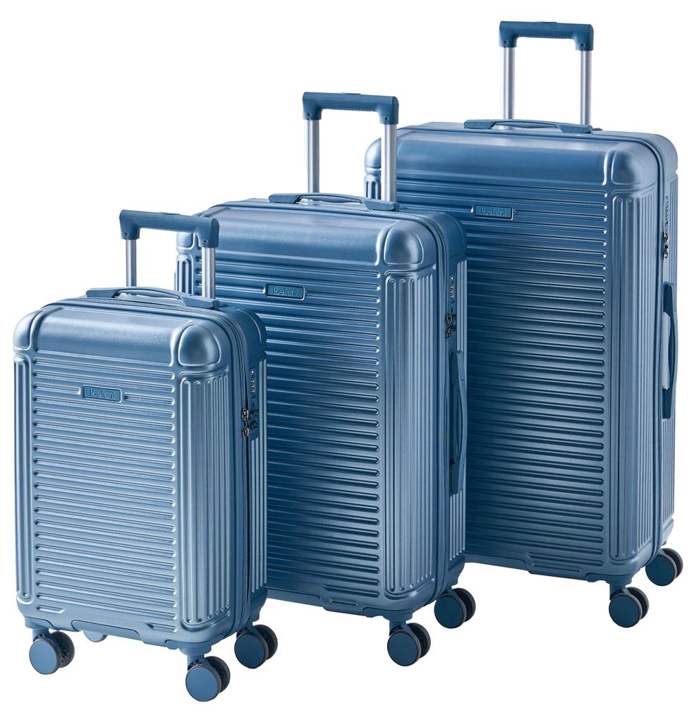 BELIANI Hartschalenkoffer Set 3-teilig Blau aus Kunststoff mit TSA-Schloss Diebstahlschutz Reißverschluss Leise Rollen 3 Größen Modernes Design