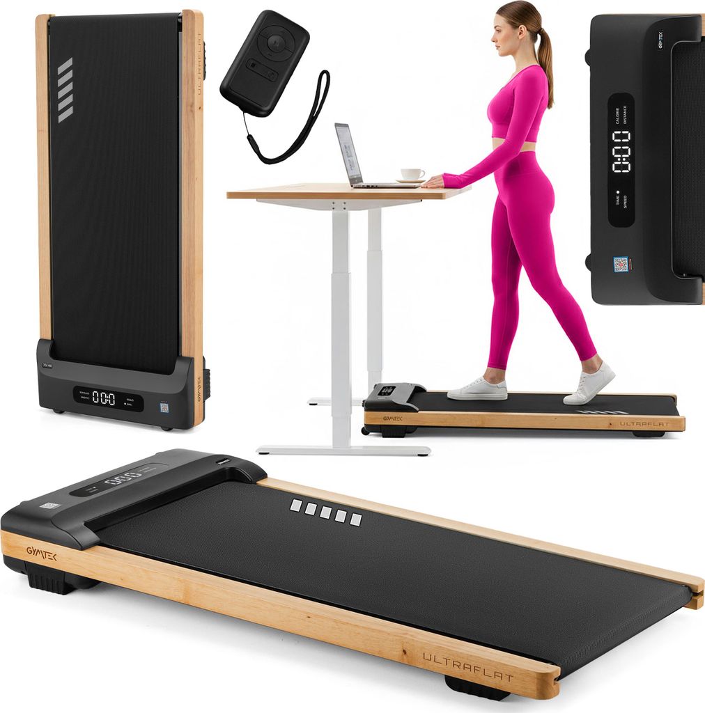 Gymtek Laufband für Zuhause, Walking Pad, Treadmill - bis 110 kg, 8 km/h - LCD-Display - Ultraflach - Bluetooth - Fitness, Home Gym