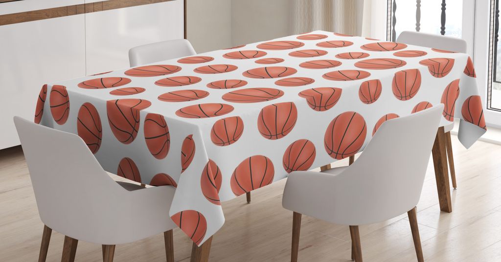 ABAKUHAUS Basketball Tischdecke, Realistische Stil Ball, Für den Inn und Outdoor Bereich geeignet Waschbar Druck Klar Kein Verblassen, 140 x 240 c...
