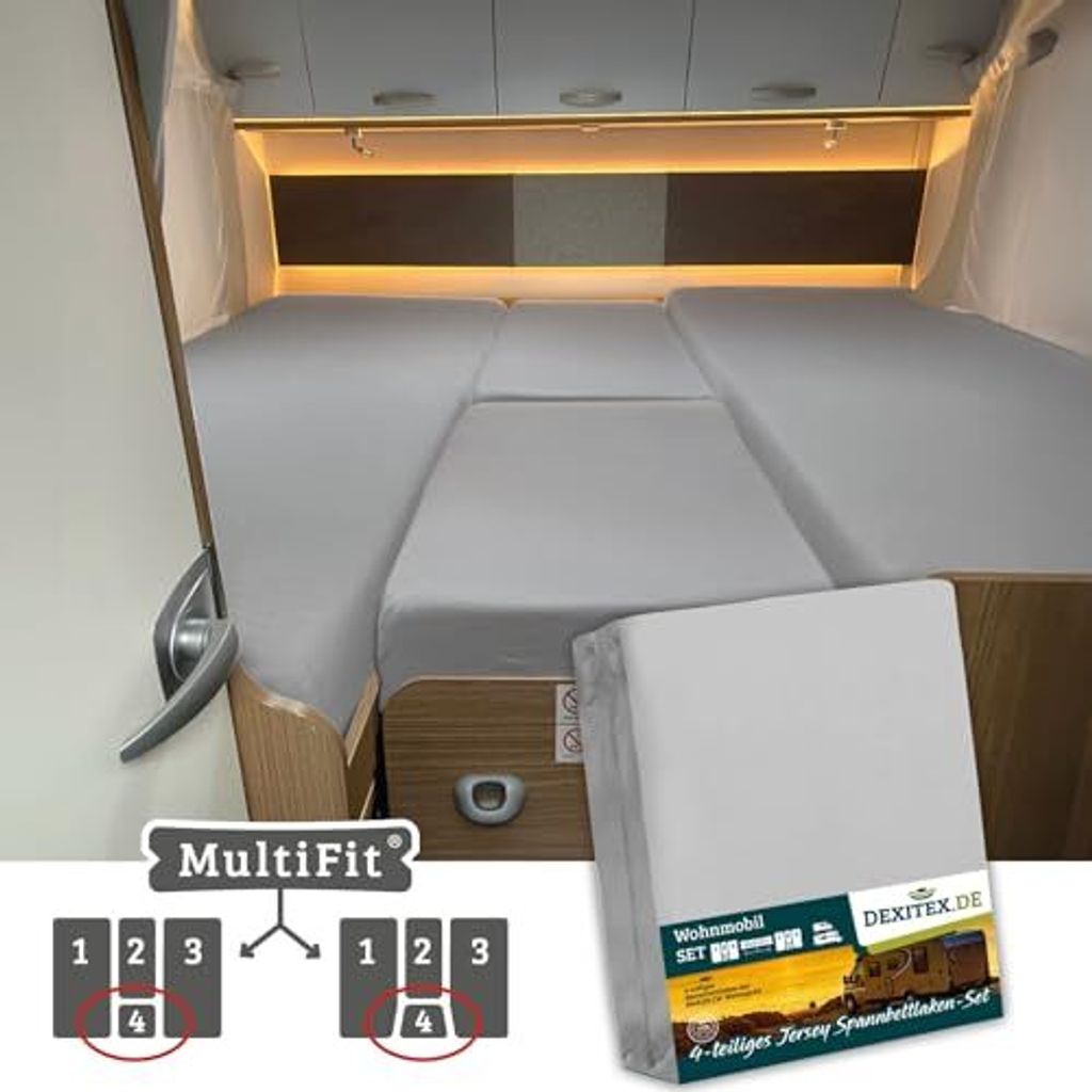 Spannbettlaken Wohnmobil 4 Teilig mit Mittelmatratze - Produktbild 5